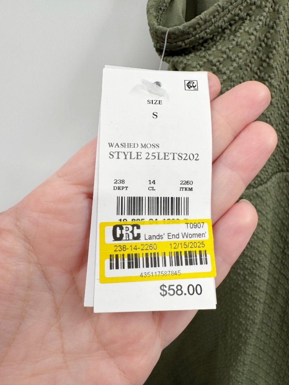 NEW Lands’ End V-Neck Textured Shirred One Piece Swimdress - Green - Size Small - Picture 7 of 10